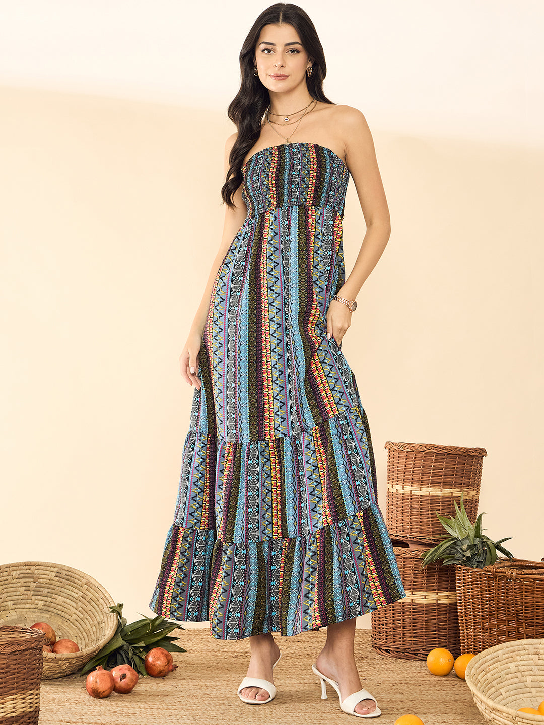 Strapless Smocked Maxi Dress - Pinkkup