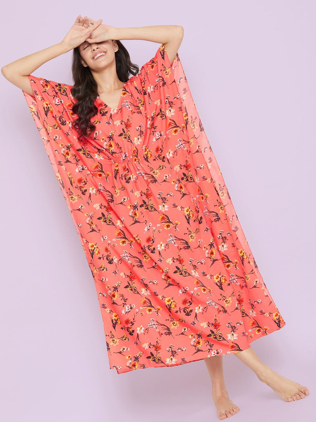 Comfortable Printed Kaftan/Nightie. - Pinkkup