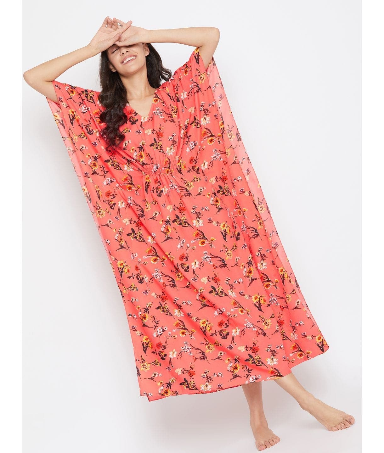 Comfortable Printed Kaftan/Nightie. - Pinkkup