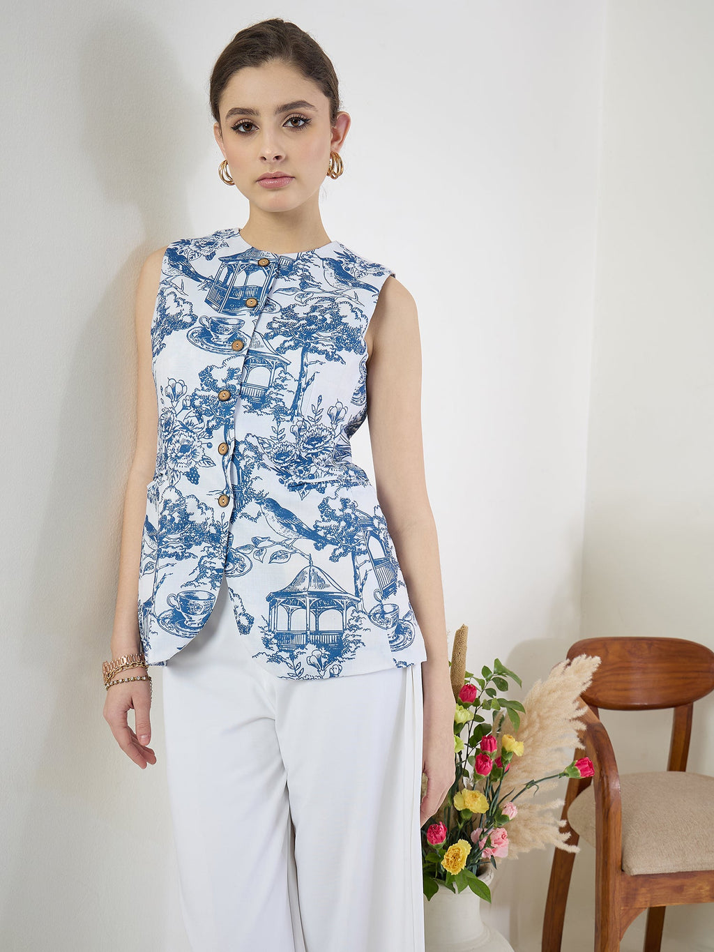 Pure Linen Tailored Waistcoat - Pinkkup