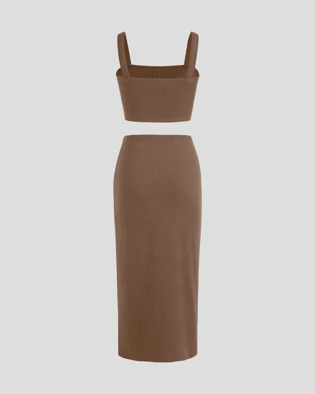 Welcome Summer Set Of Two Crop Top And Skirt In Mocha