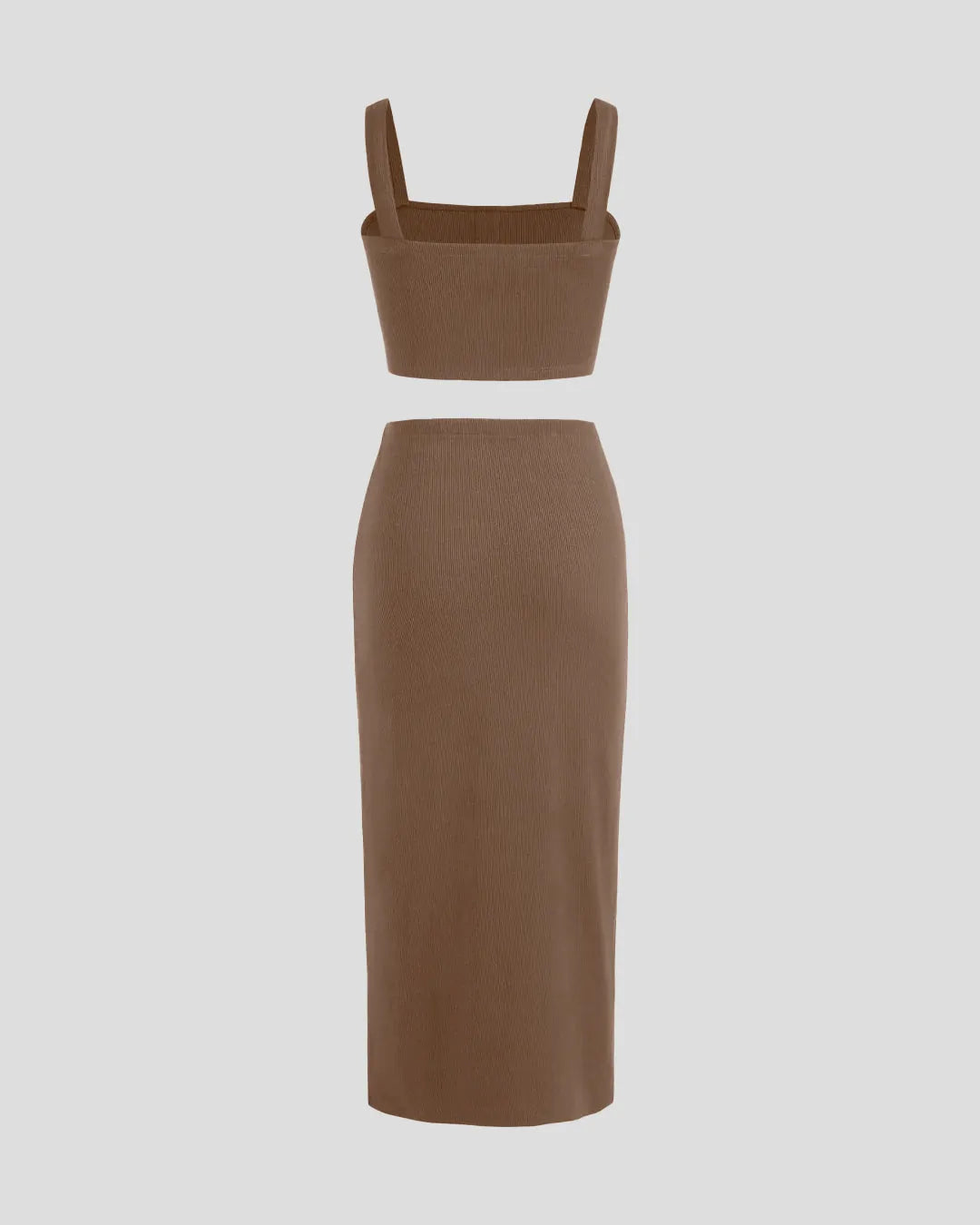 Welcome Summer Set Of Two Crop Top And Skirt In Mocha