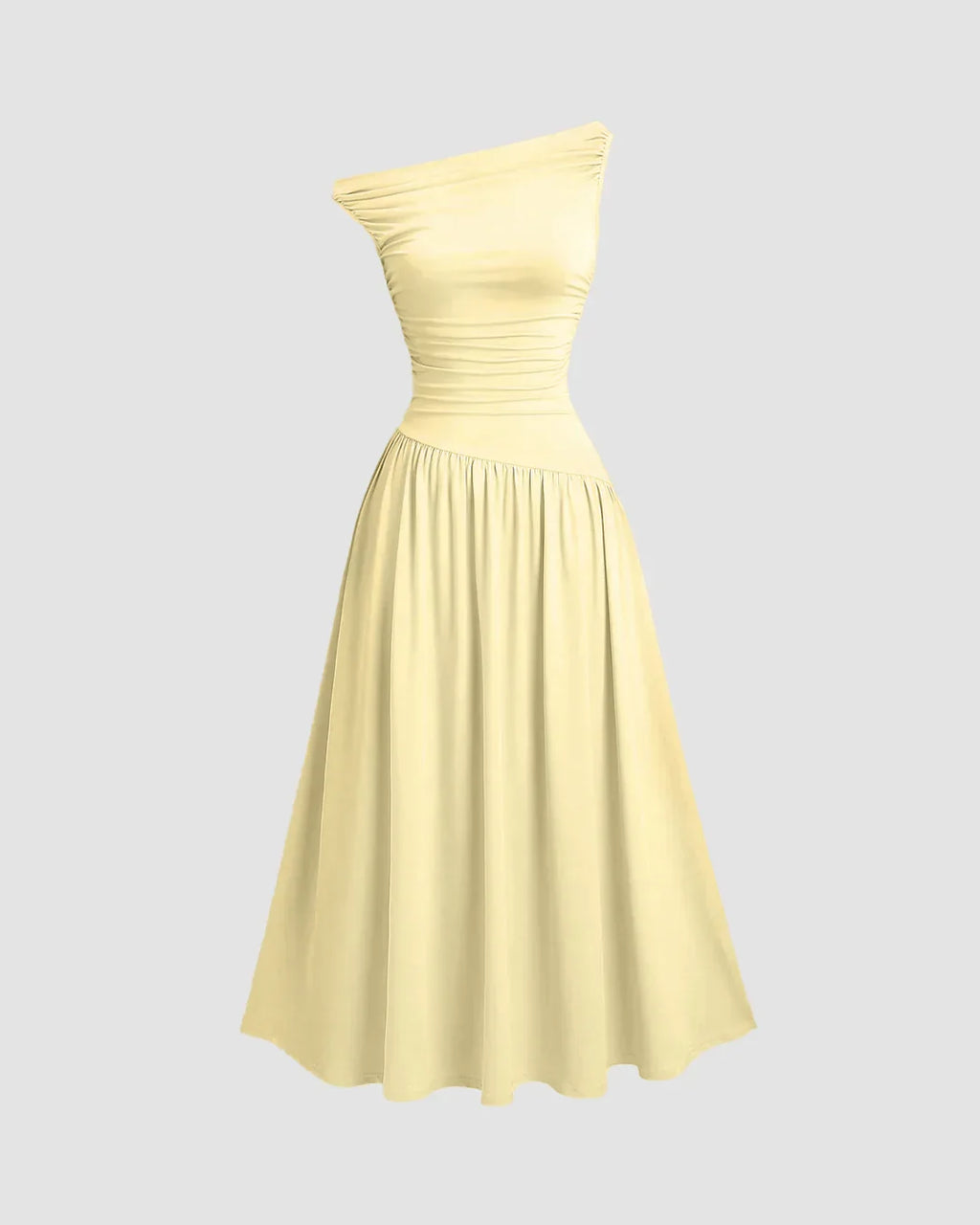 Vanilla Off-Shoulder Fit & Flare Midi Dress