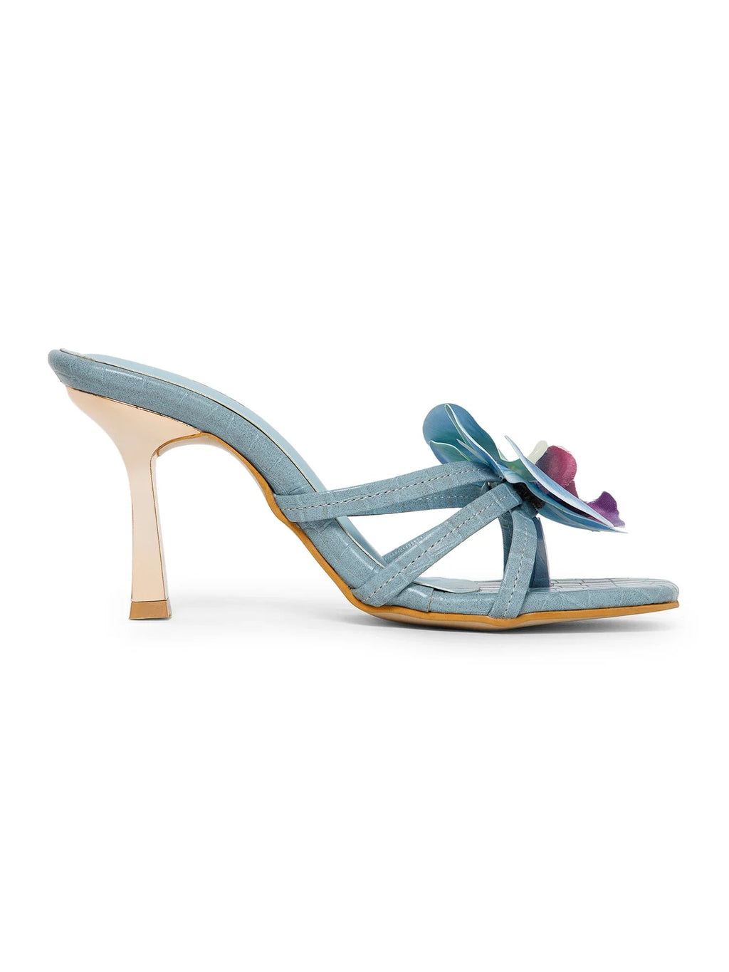 Blue Flower Decor High Heel Beach Sandals