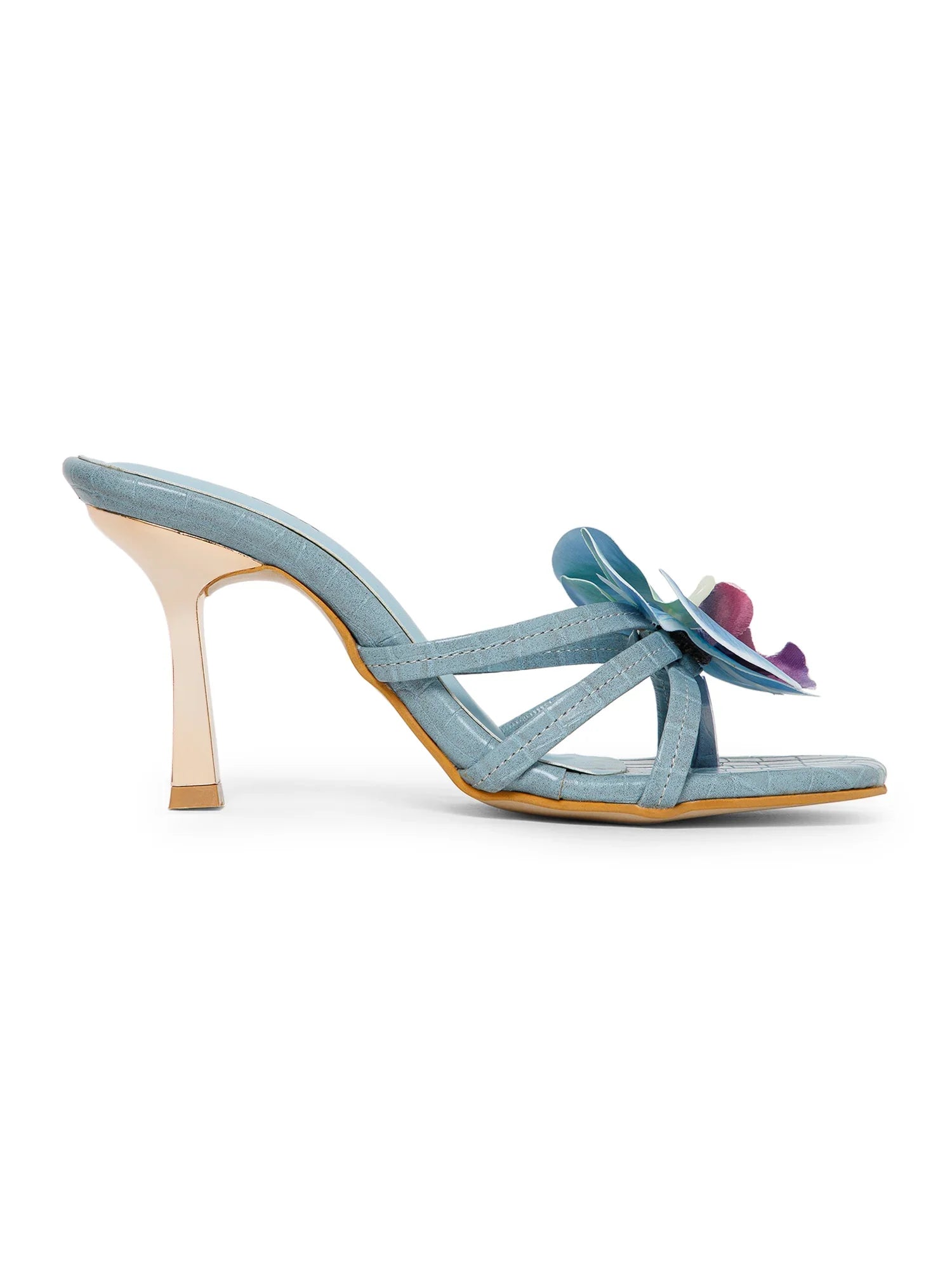 Blue Flower Decor High Heel Beach Sandals