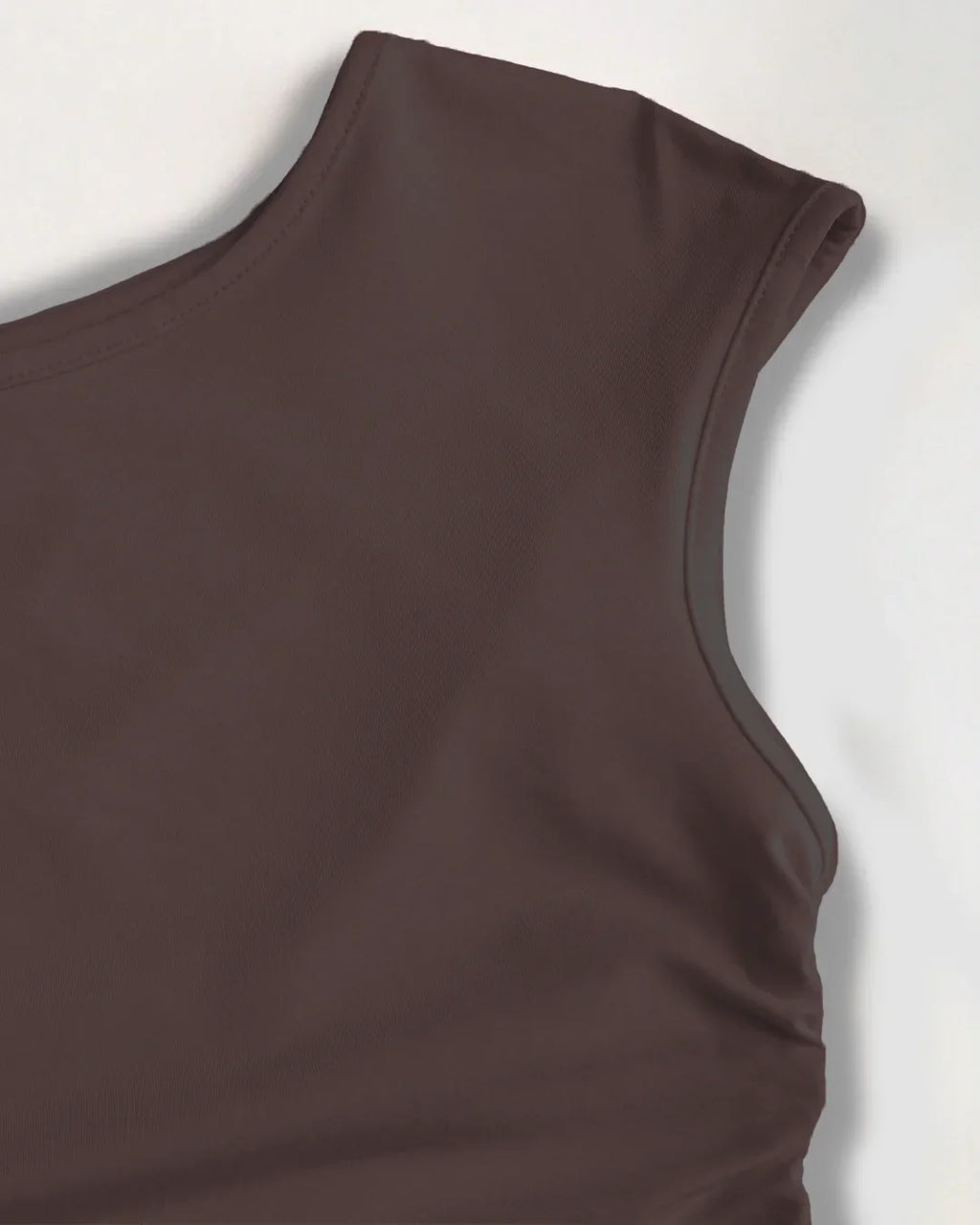 Ruched Waist Tiered Ruffle Mini Dress in Chocolate