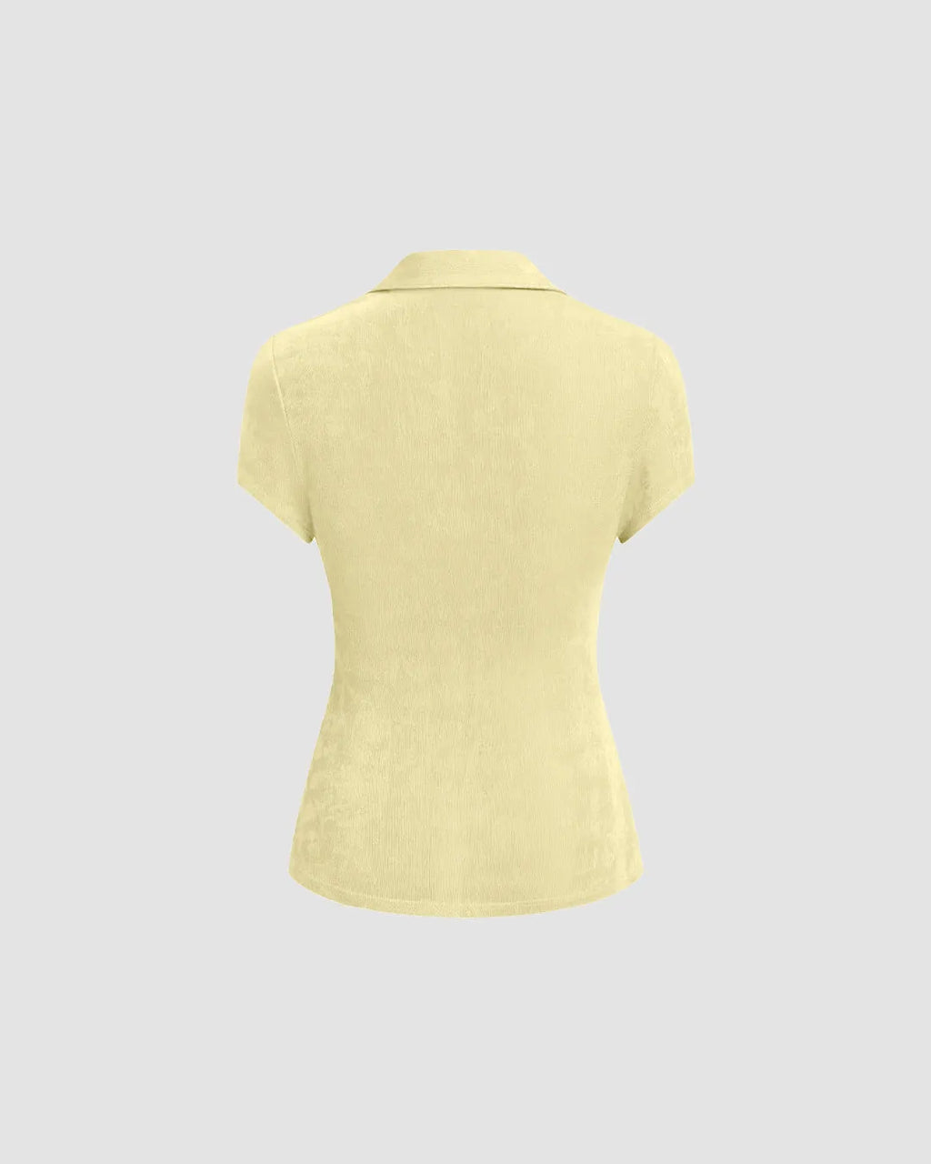 Ruched Front Collared Short Sleeve Top in Vanilla
