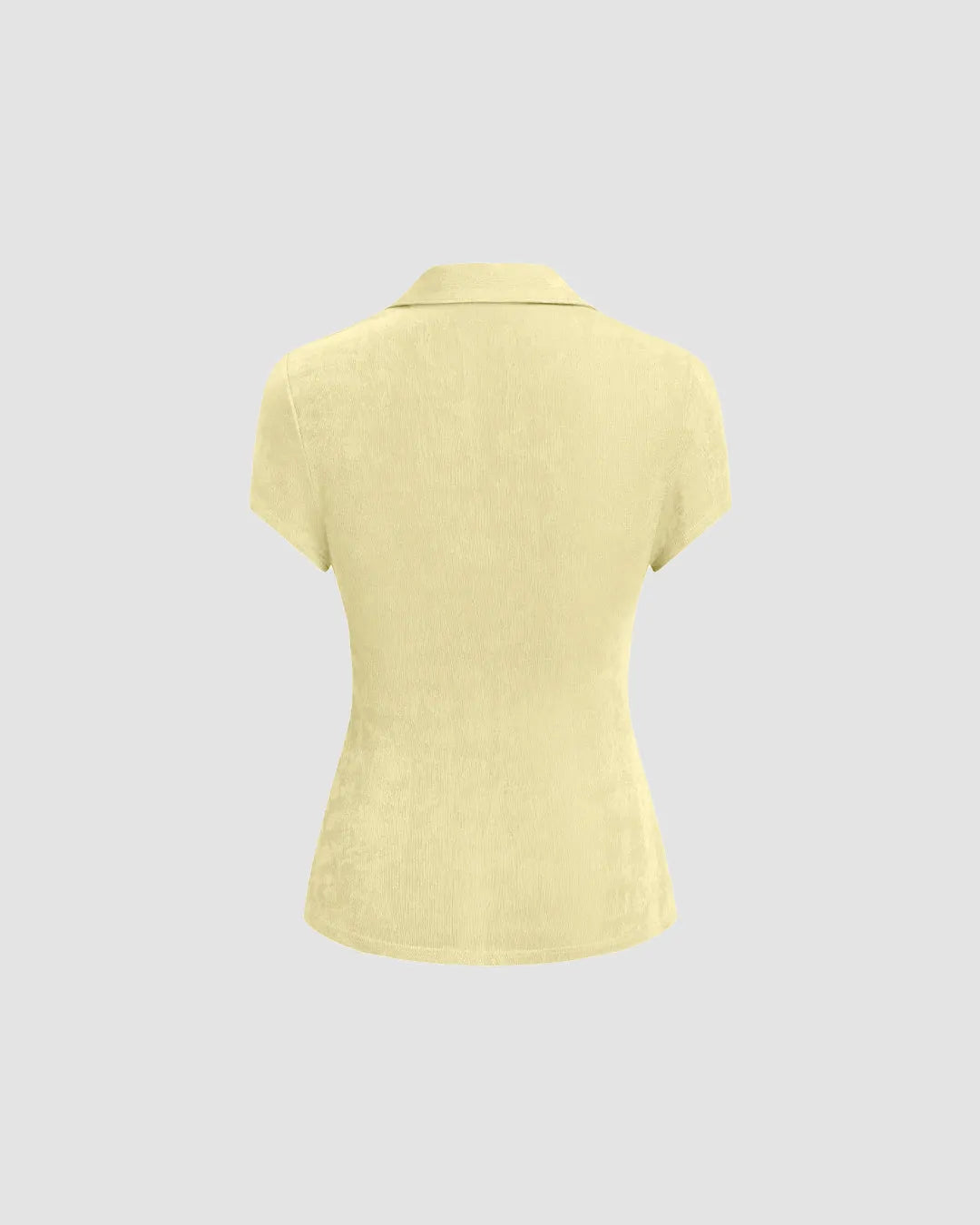 Ruched Front Collared Short Sleeve Top in Vanilla