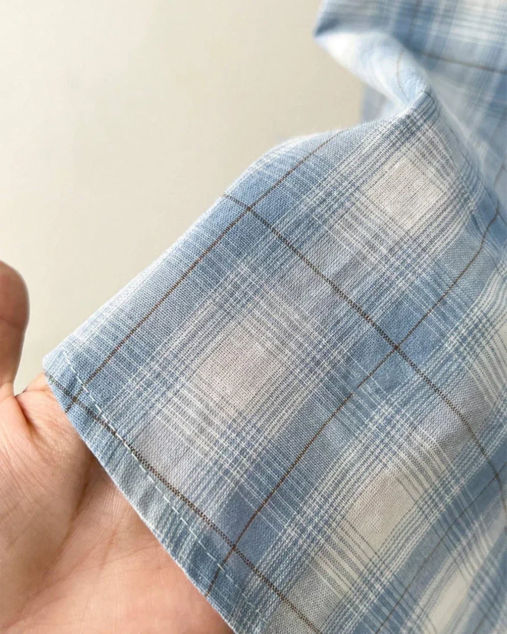 Checkered Front Button Collar Long Sleeve Shirt