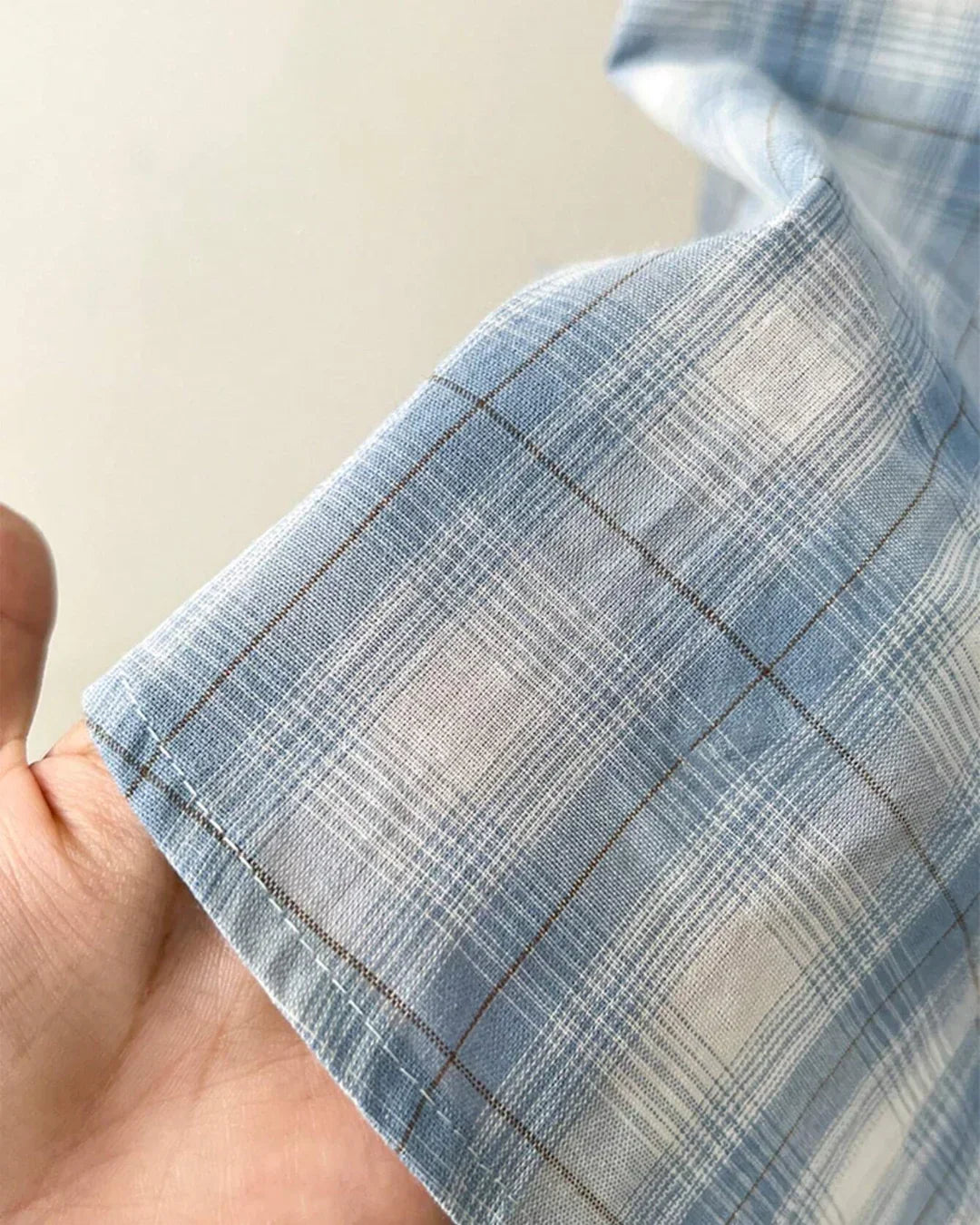Checkered Front Button Collar Long Sleeve Shirt