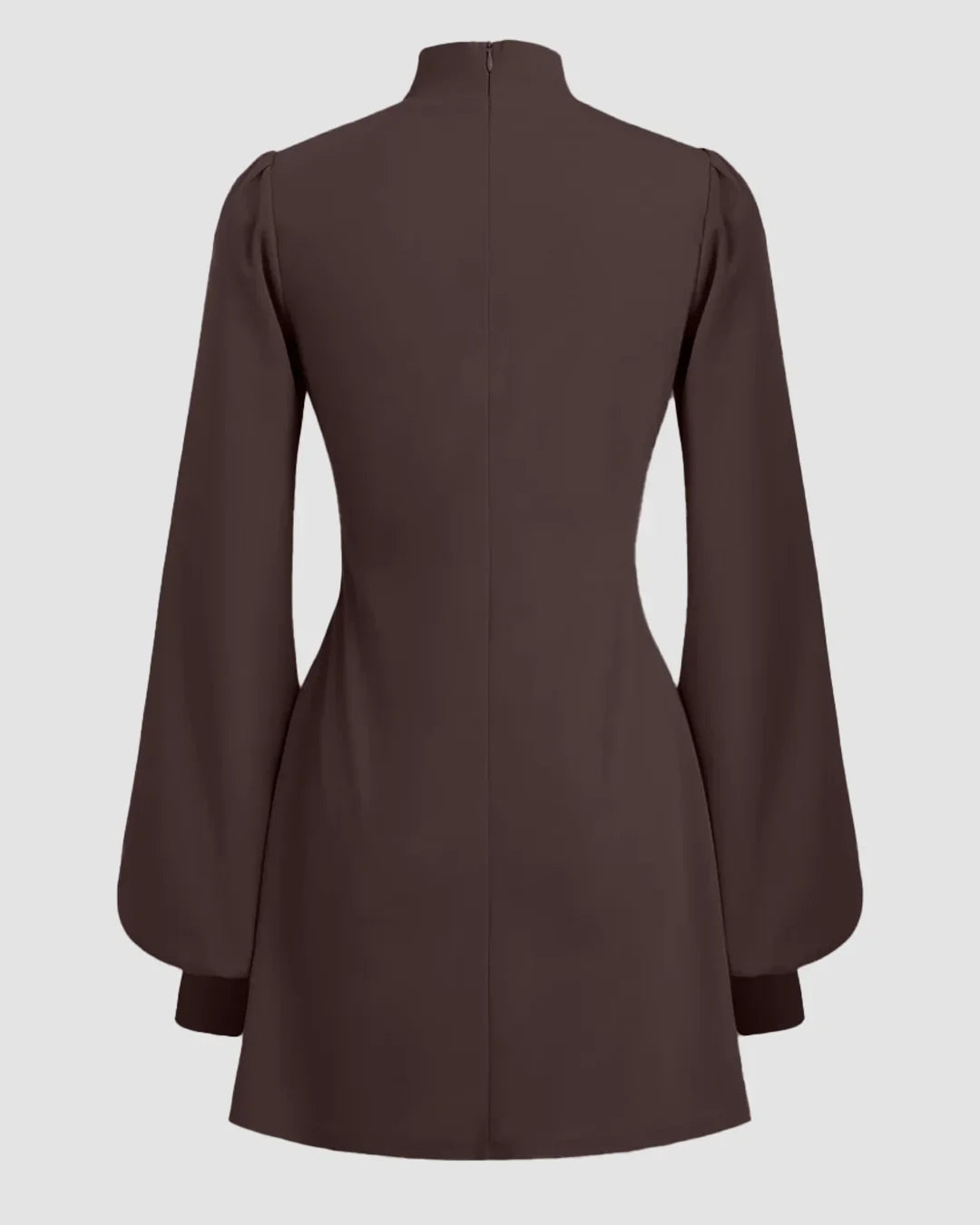 Chocolate Long Sleeve Puff Shoulder Mini Dress