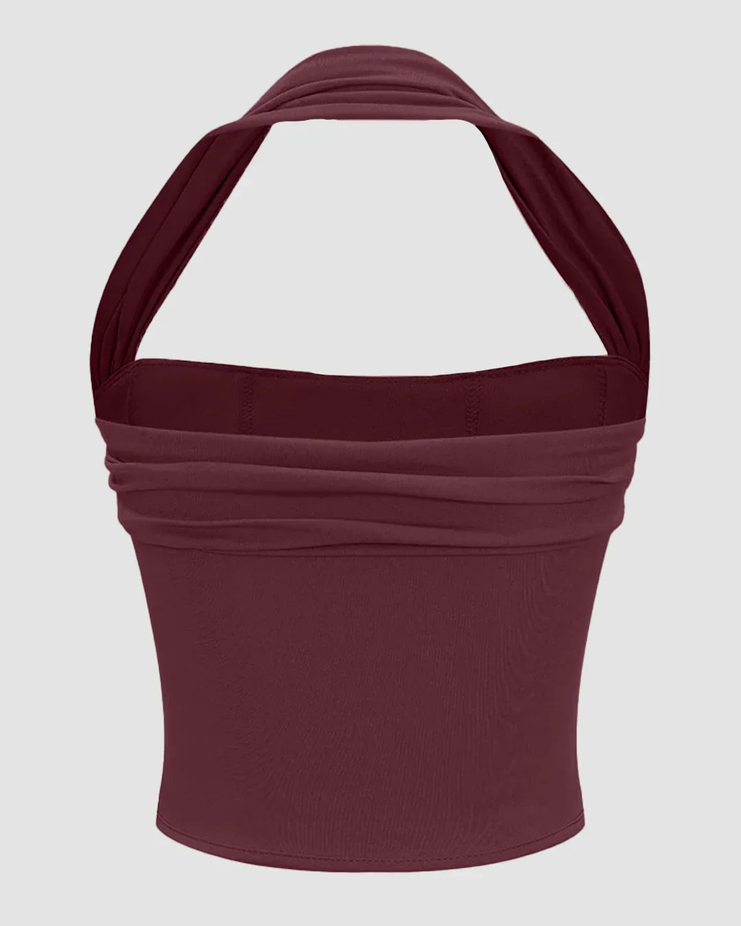 Structured Corset Style Halter Neck Top in Maroon
