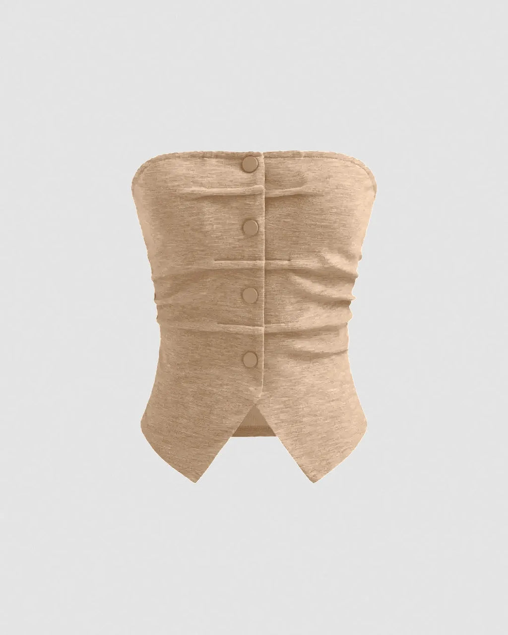 Solid Button Sleeveless Top With Solid Wide Leg Trousers In Tanin Brown