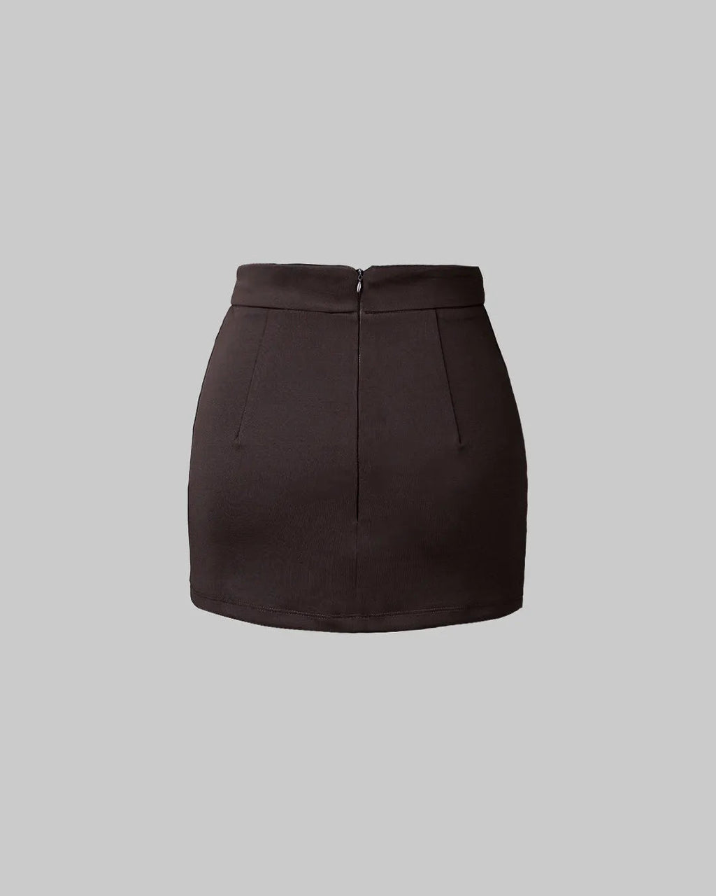 High-Street Hot Solid Slit Basic Skirt In Dark Brown