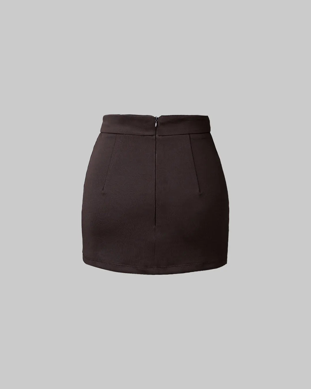 High-Street Hot Solid Slit Basic Skirt In Dark Brown