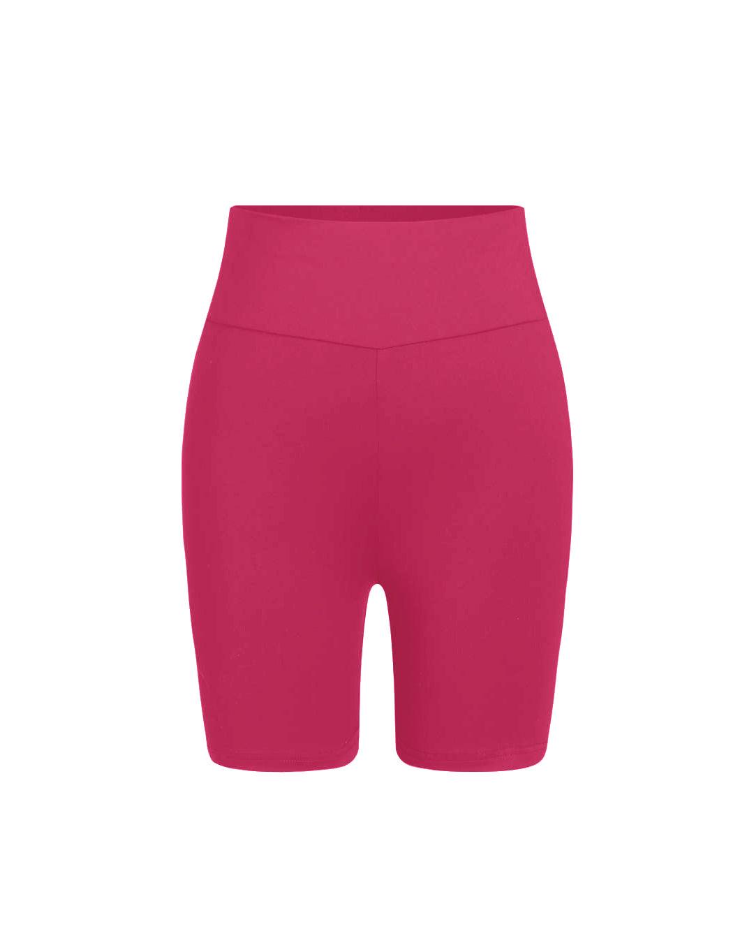 Cami Sports Fitness Bra & Wide Band High Waist Active Workout Shorts Legging In Hot Pink