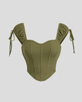 Ribbed Corset Style Sleeveless Top in Avocado
