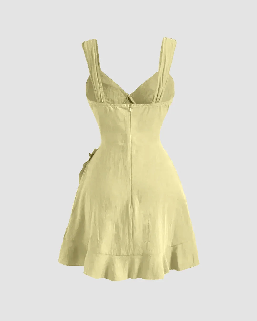 Ruffled Tie-Strap Mini Dress in French Vanilla