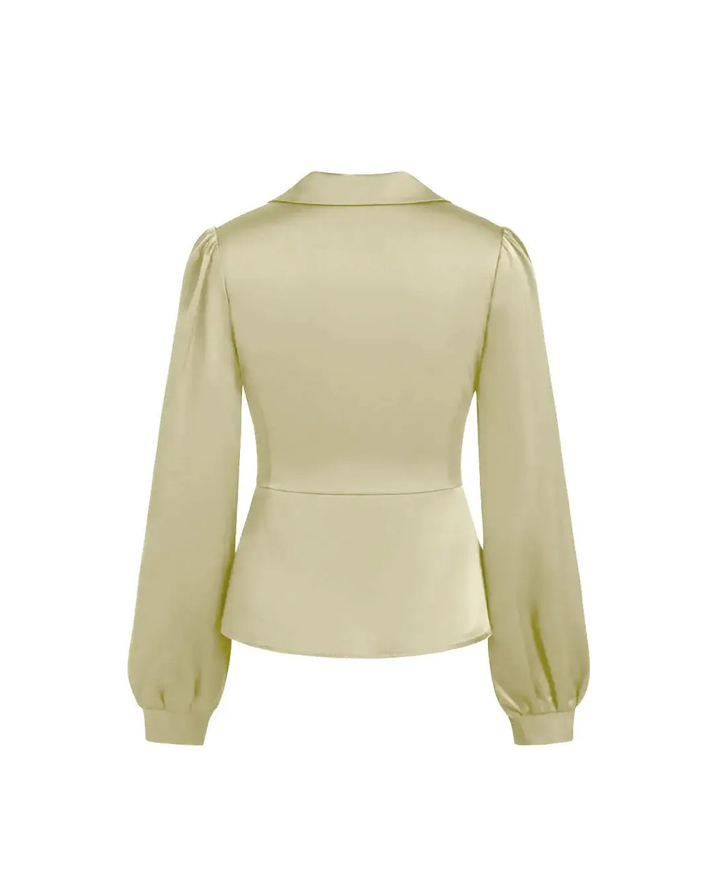 V-neck Solid Split Long Sleeve Blouse In Light Gold
