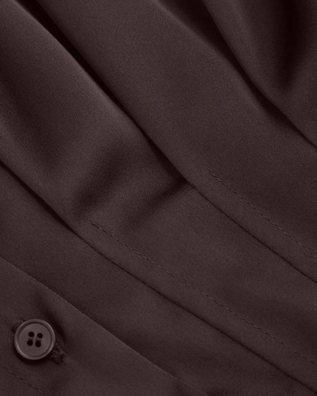 Satin Collar Pleated Cinched Short Sleeve Shirt in coffee