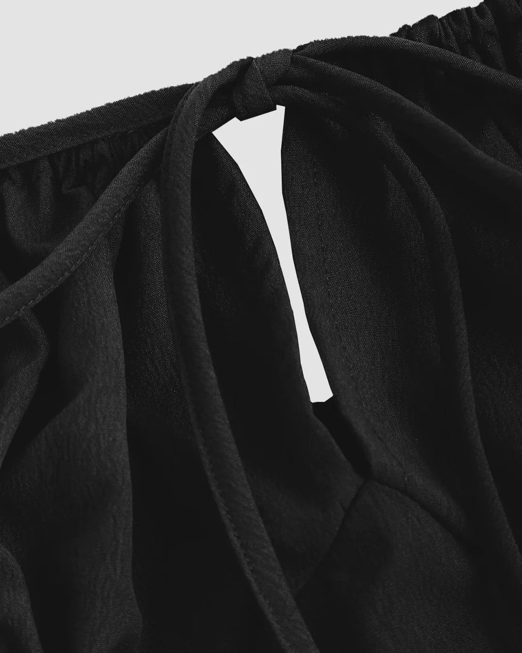 Off-Shoulder Puff Sleeve Solid Color Cinched Maxi Dress In Black