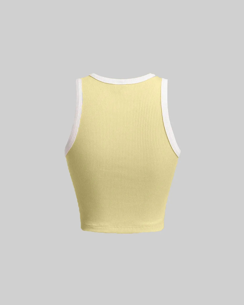 Vanilla Ribbed Tank Top with White Trim