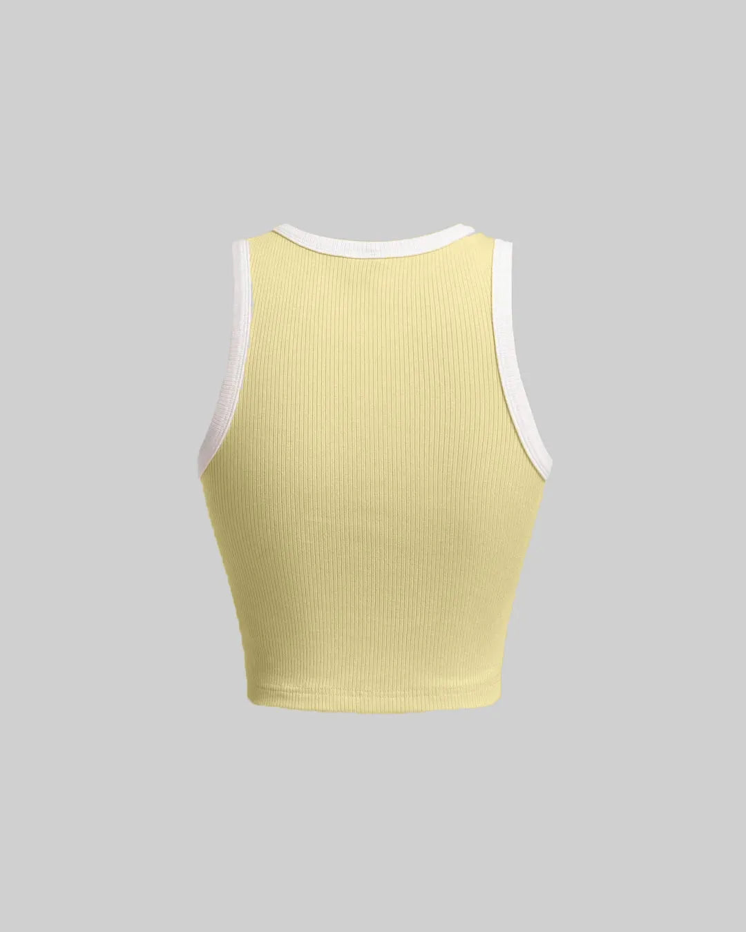 Vanilla Ribbed Tank Top with White Trim