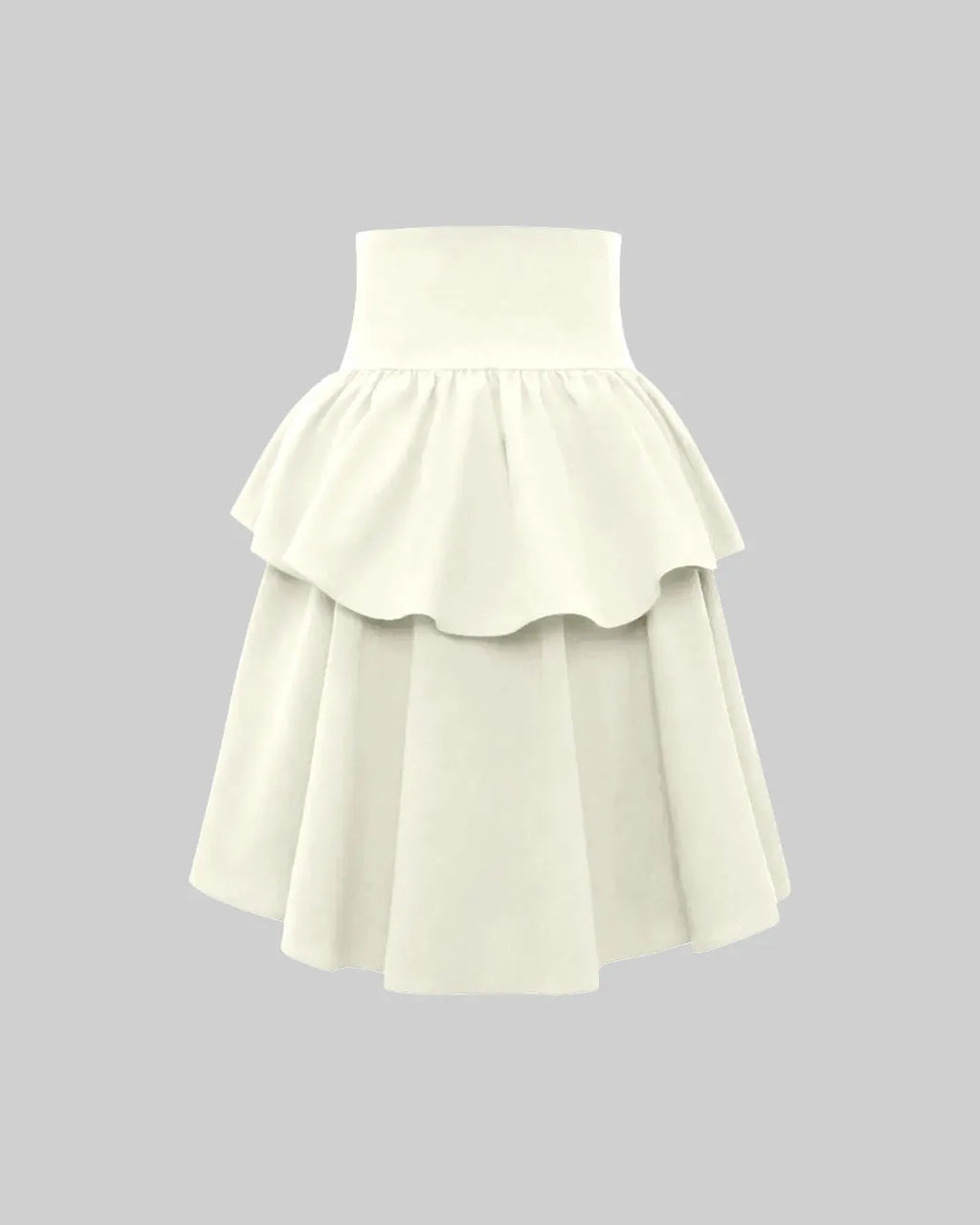 Solid Color Criss Cross Strap Ruffle Skirt In Cream
