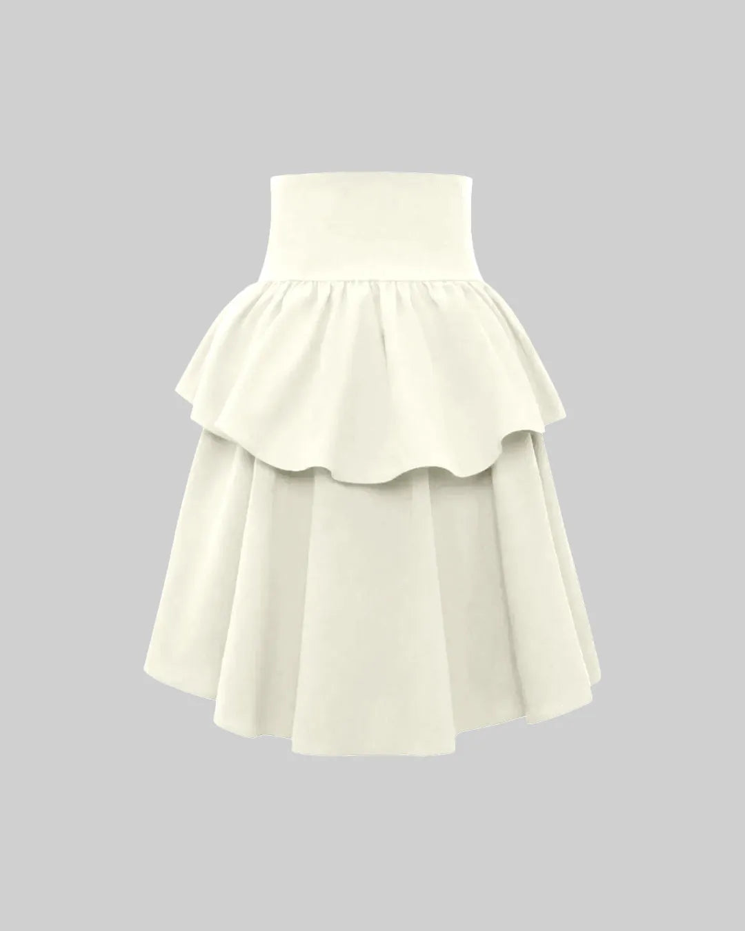 Solid Color Criss Cross Strap Ruffle Skirt In Cream