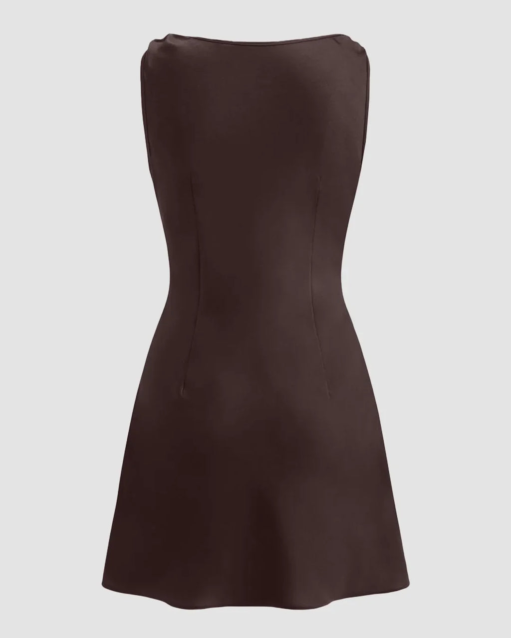Sleeveless Draped Mini Flared Dress in Coffee