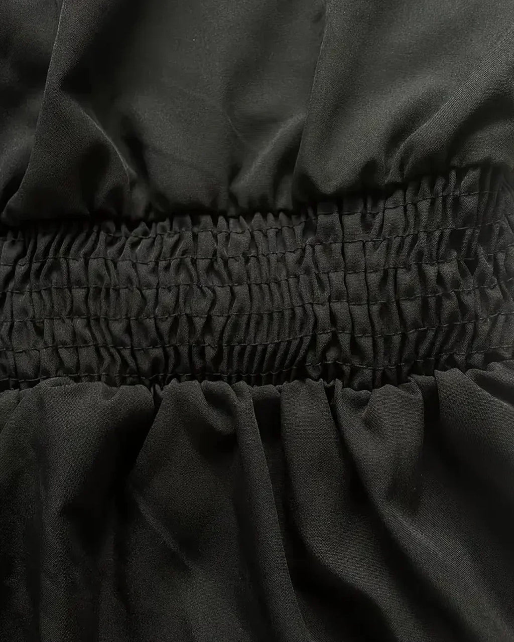 Pleated Peplum Collar Full Sleeve Top in Black