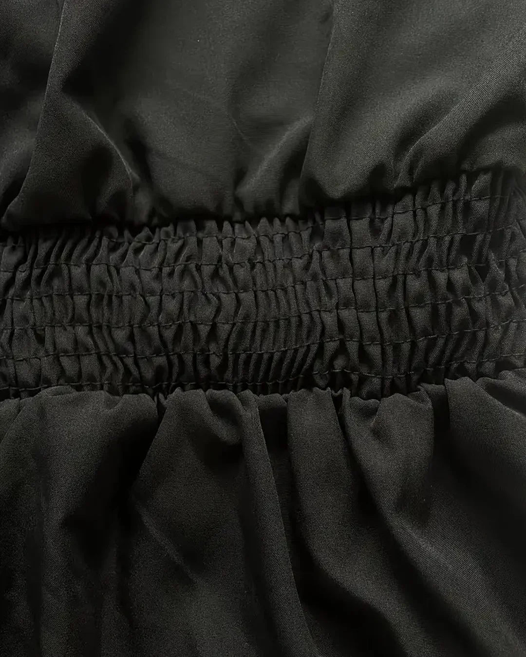 Pleated Peplum Collar Full Sleeve Top in Black