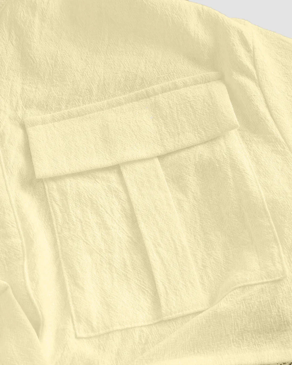 Pleated Button-Up Crop Top in French Vanilla
