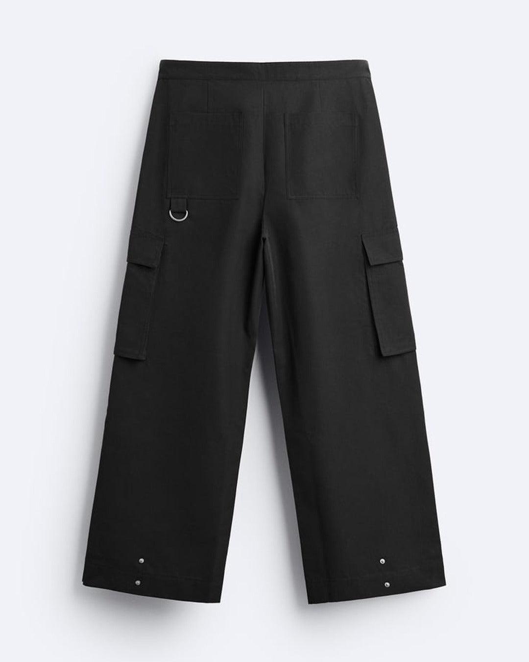 Men Wide Fit Black Cargo Trouser