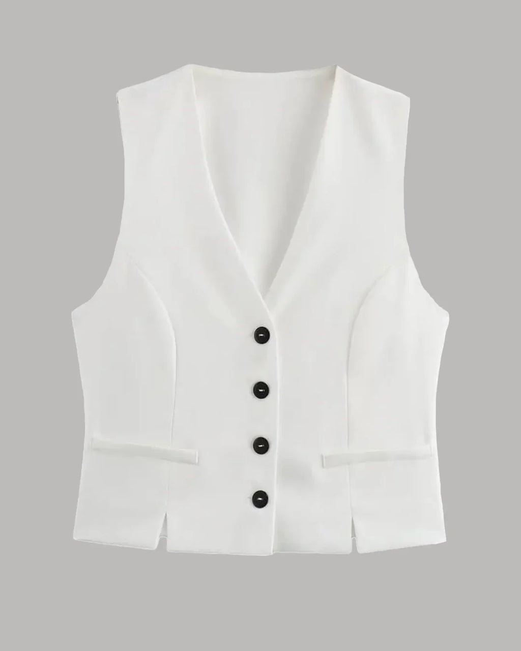 White Tailored Button Down Vest Top