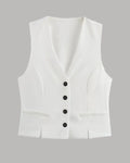 White Tailored Button Down Vest Top