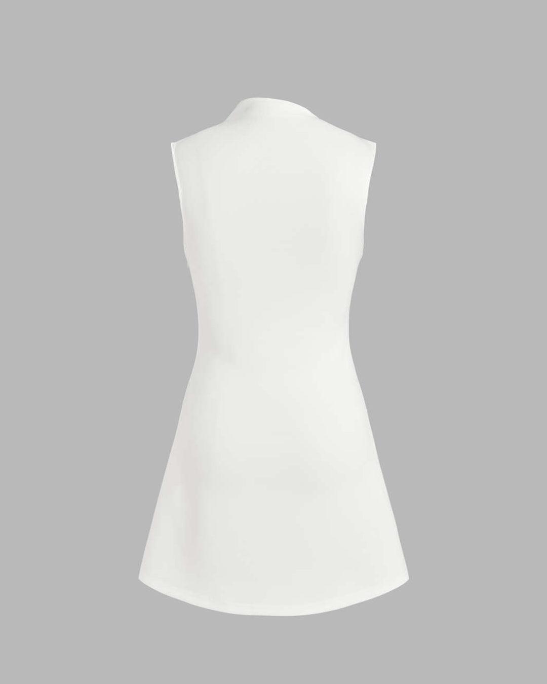 Turtleneck Sleeveless Ruched Mini Dress
