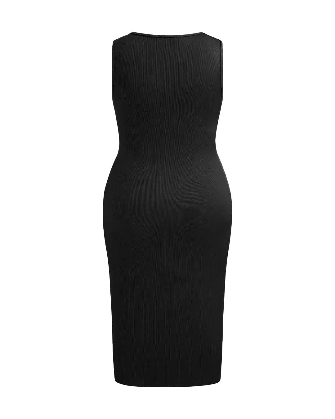 Square Neck Solid Twist Knotted Black Maxi Dress Curve & Plus