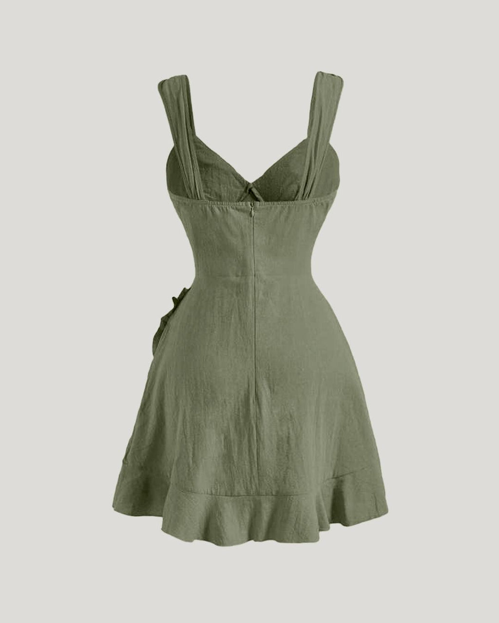 Ruffle Wrap V Neck Sleeveless Tie Knot Short Dress