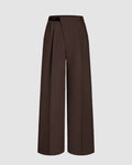 Wrapped Pleated Dark Brown Trouser Without Belt