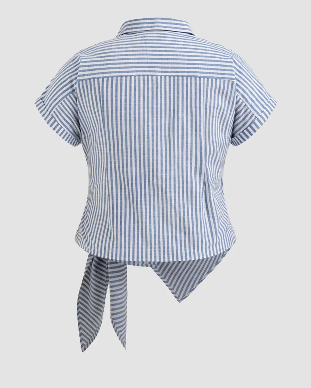 Stripe Knotted Short Sleeve Shirt Curve & Plus