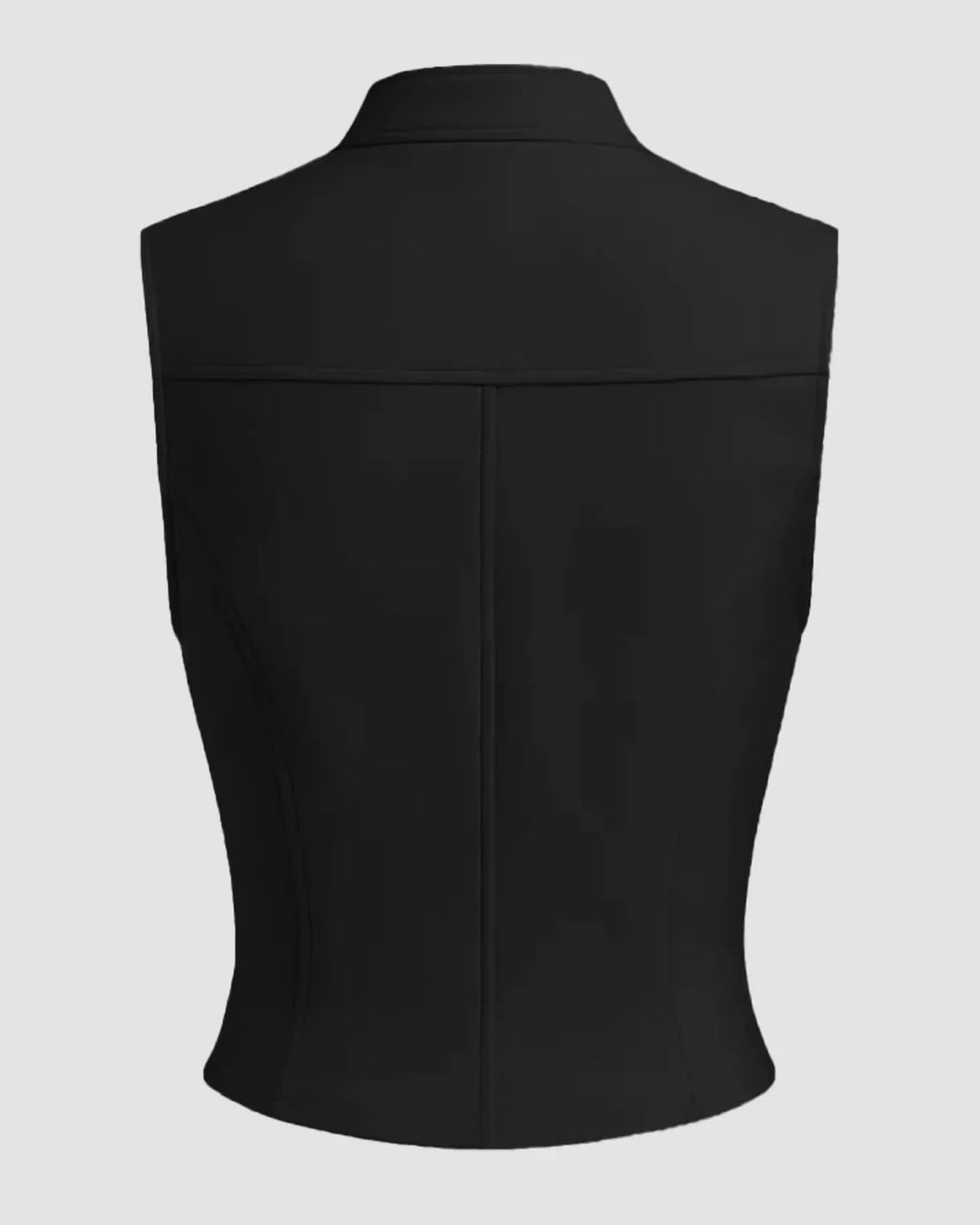 High Neck Zipper Front Tank Top in Black