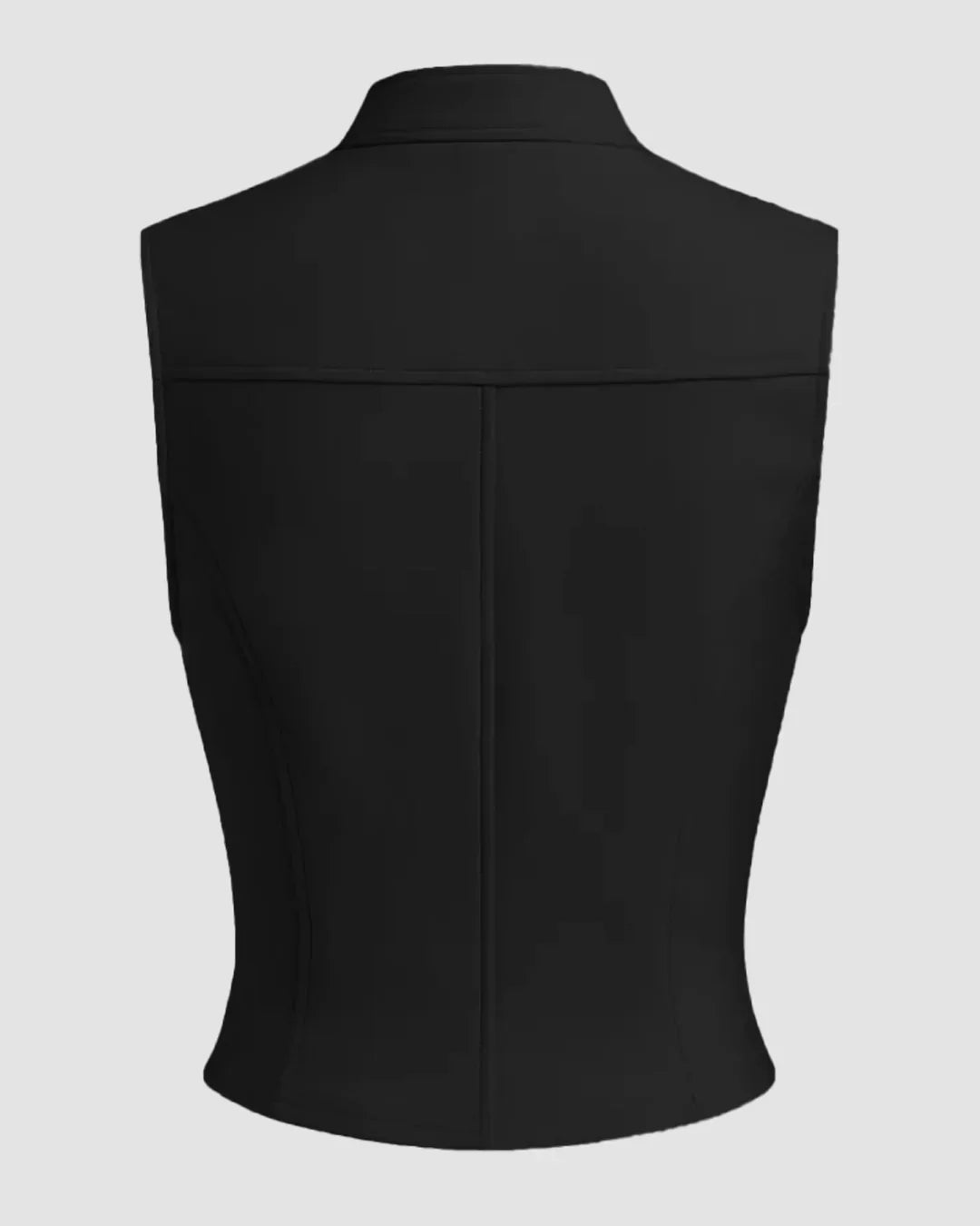 High Neck Zipper Front Tank Top in Black