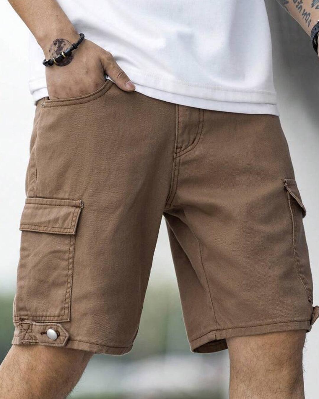 Men Denim Side Pocket Flap Bermuda Jean Shorts