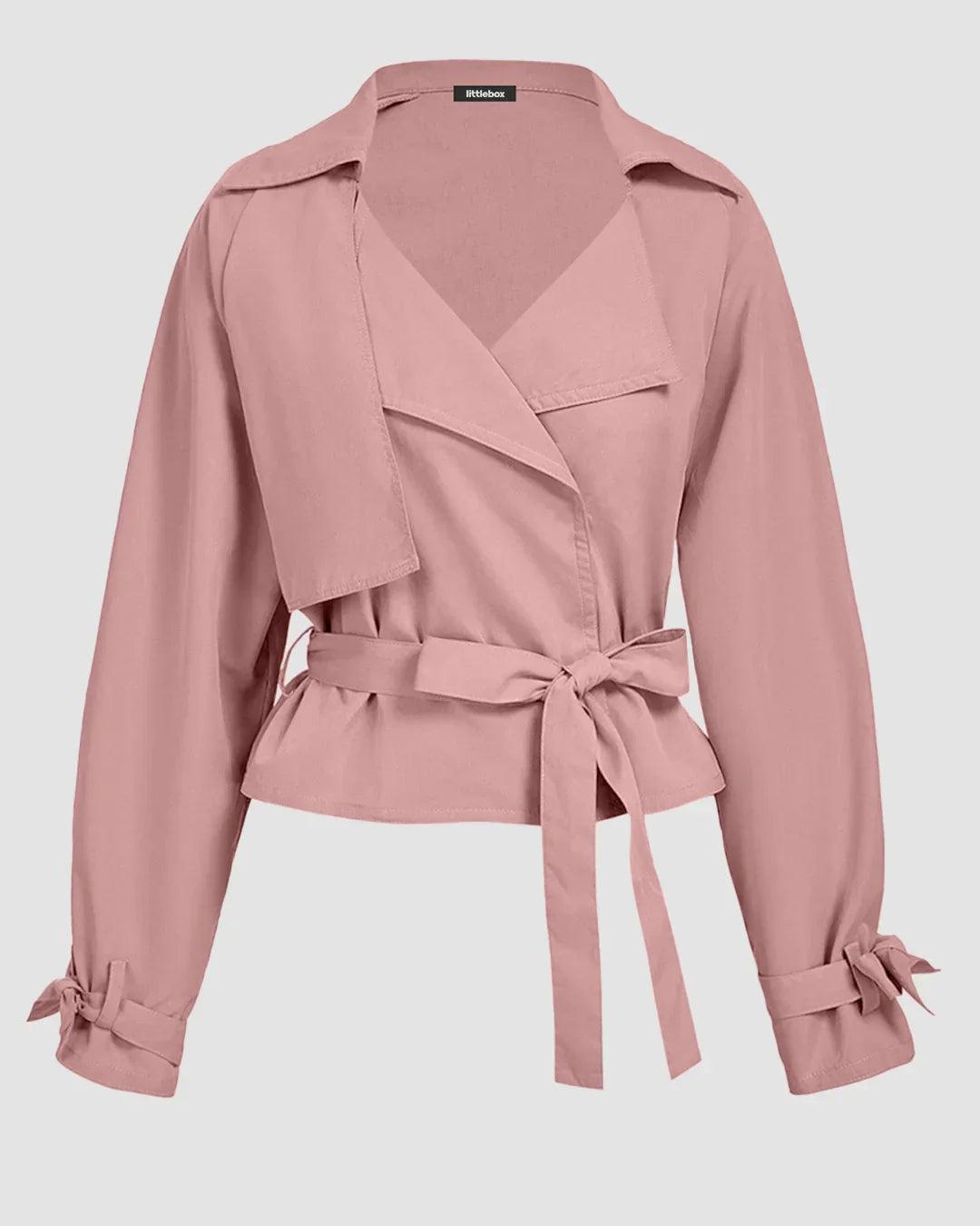 Belted Lapel Collar Cropped Waistcoat in Pink