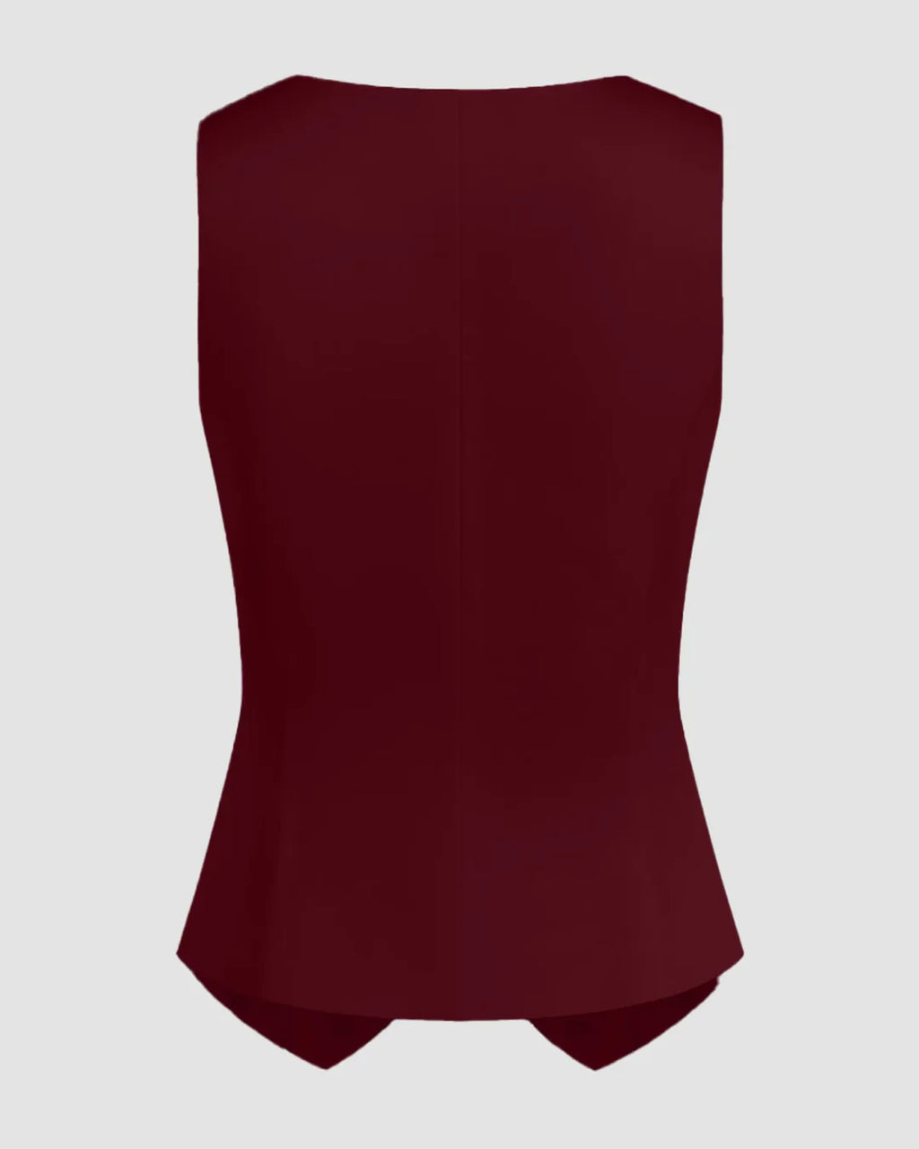 Satin V-neck Solid Button Vest in Red