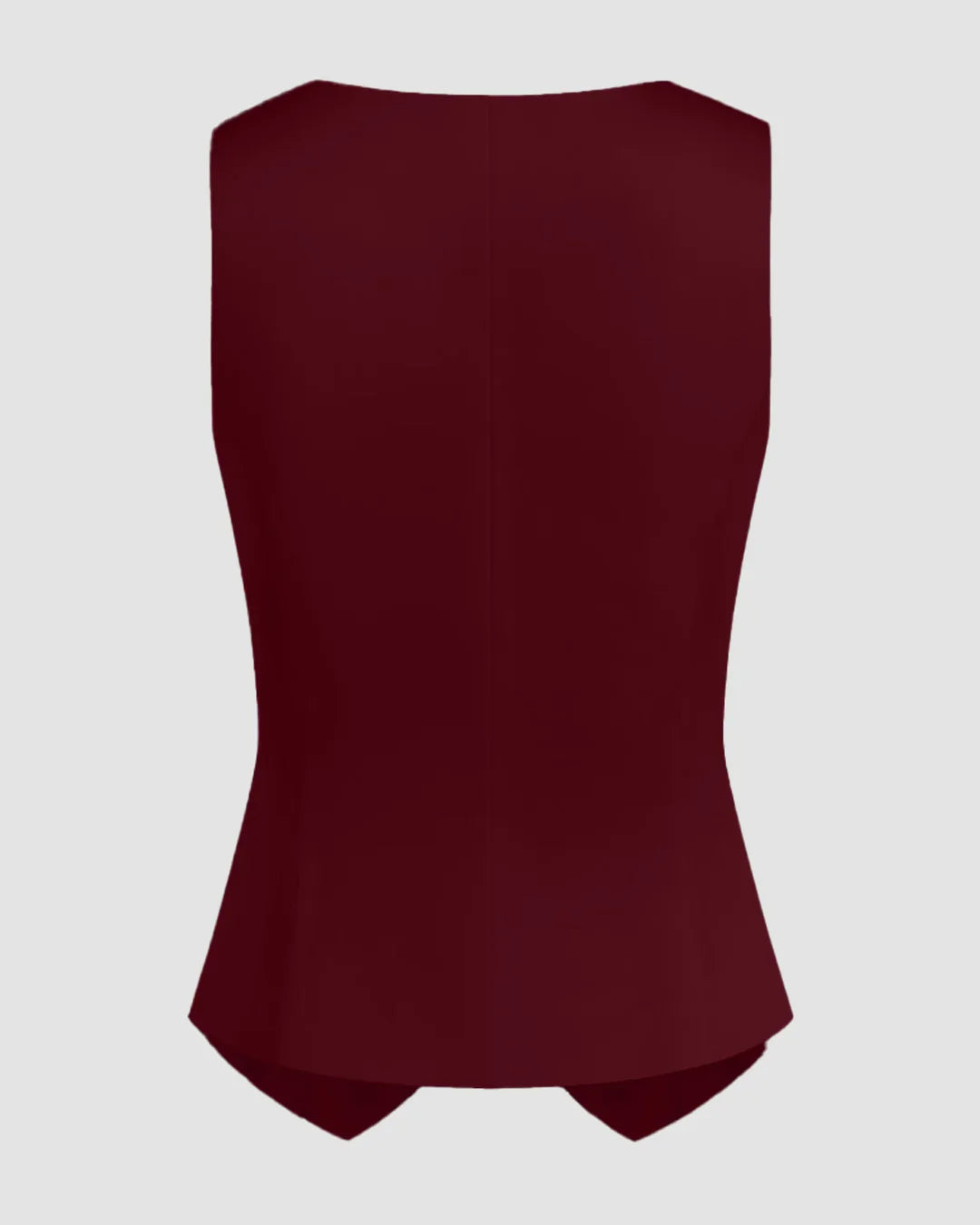 Satin V-neck Solid Button Vest in Red