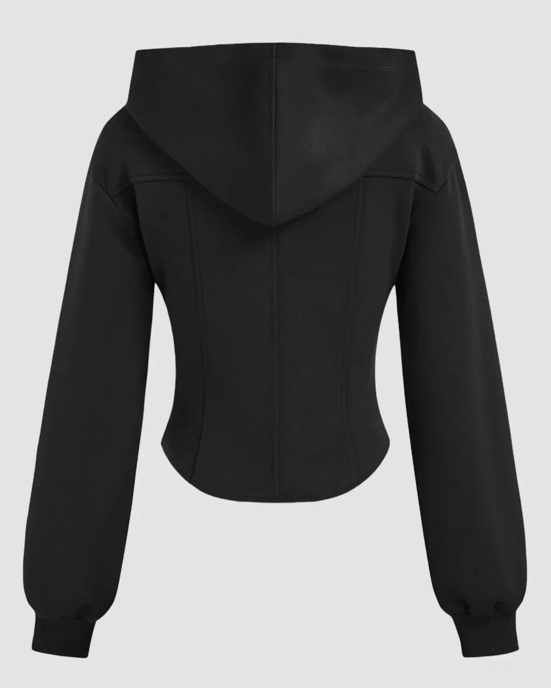 Black Zip-Up Corset Hoodie