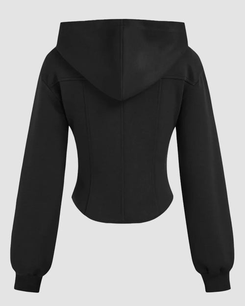 Black Zip-Up Corset Hoodie