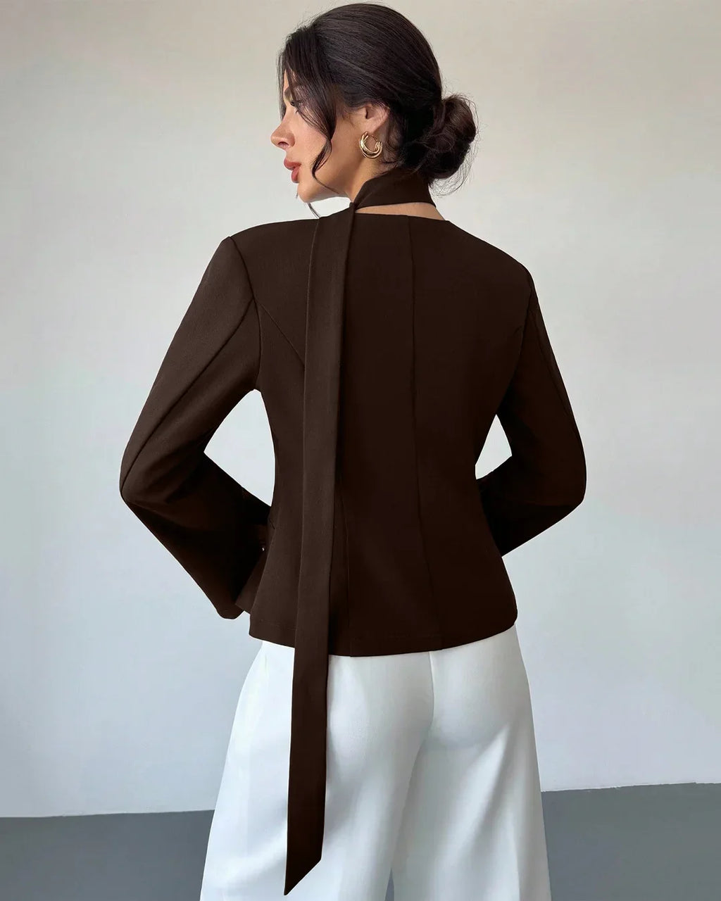 Coco Deep V-Neck Tie Detail Full Sleeve Top